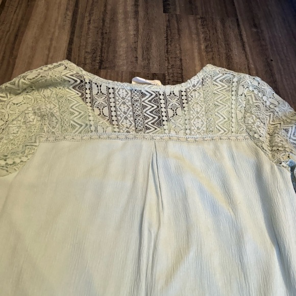 light/sage green boho dress - medium, mini, bell sleeve, boho, sundress - Picture 6 of 10